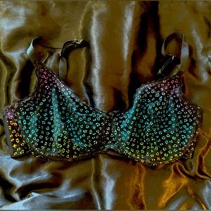 Savage Fenty Rihanna black rainbow bra metallic 38dd